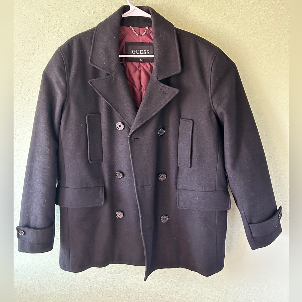 GUESS Men's Black Peacoat XL
